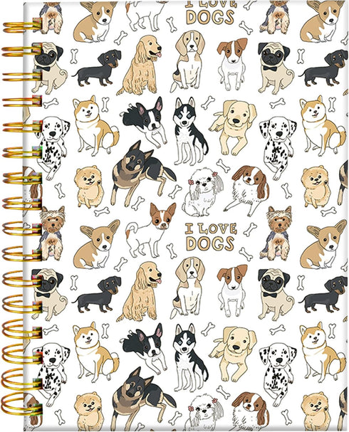 Spiral Journal Notebook,Cute Puppy Strong Twin-Wire Binding with Premium Paper for Girl Women,60 Sheets A5 College Ruled Notebook/Journal,Perfect ...