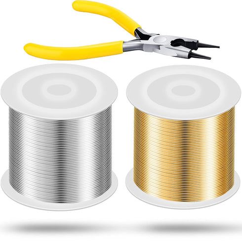 2 Rolls 20 Gauge Wire for Jewelry Making and Pliers Silver Craft Wire Tarnish Resistant Jewelry Beading Wire for DIY Jewelry Craft Making Supplies...