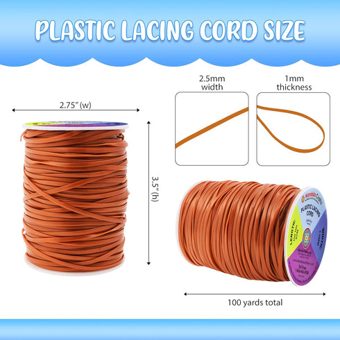 Mandala Crafts Rust Plastic Lacing Cord Boondoggle String Kit - 2.5mm 100 Yds Gimp String Kit for Keychain Plastic Cord Bracelet Necklace Jewelry ...
