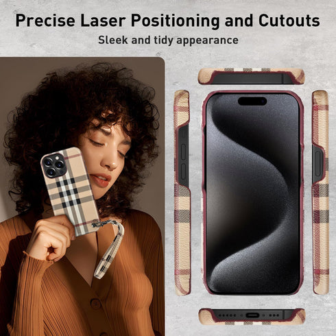 for iPhone15 Pro Case with Cutouts, Fits iPhone15 Pro(6.1"), iPhone 15 Pro Leather Case, with Wrist Strap + Camera Lens Protectors,iphone15 Pro ca...