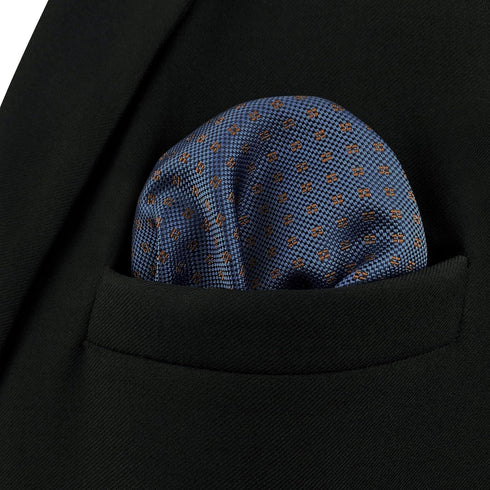 S&W SHLAX&WING Pocket Squares for Men Blue with Dots Business for Suit Jacket...