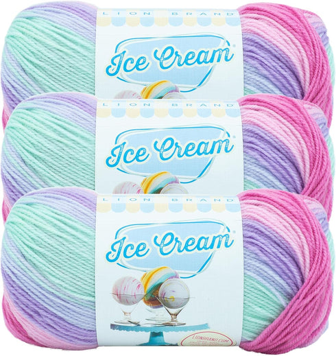 (3 Pack) Lion Brand Yarn Ice Cream Baby Yarn, Ube......