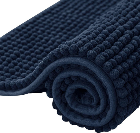 SUBRTEX Bathroom Rugs Chenille Bath Rug Soft Short Plush Bath Mat Soft Shower Mat Water Absorbent Shower Mat Quick Dry Machine Washable(Navy,16" x...