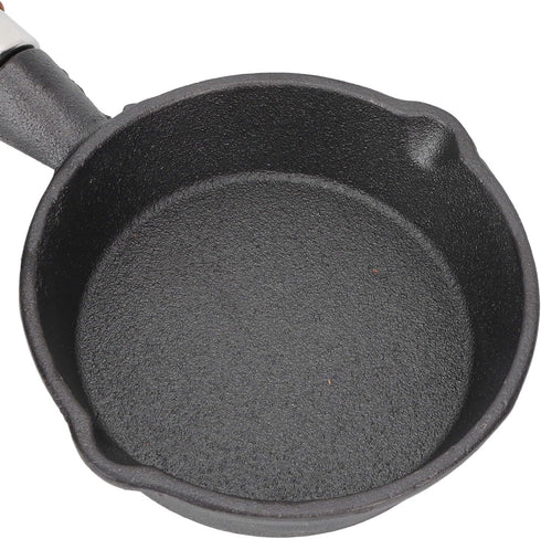Fdit Frying Pan, 10CM Casting Iron Pan with Wood Handle Egg Frying Pan Skillet Mini Flat Bottomed Pancake Pan Cookware Kitchen Utensils...