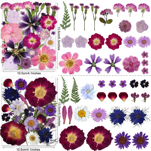 150PCS Purple Dried Pressed Flowers with Butterfly Stickers - YouthBro Real Nature Flowers Set for Resin DIY Jewelry Candle Soap Vase Making Nail ...