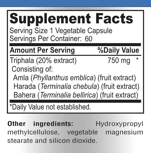 Triphala Capsules - Combination of Amla, Harada (Haritaki) & Bahera (Bibhitaki) - Digestion & Colon Support, Immune System Support - 60 Capsules...