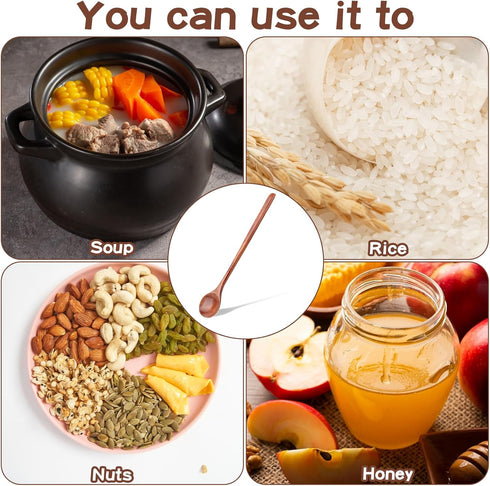 10.8 Inch Long Handle Wooden Spoons, Korean Spoon with Handle Spoon for Cooking, Wood Soup Spoons for Korean Food Soup Cooking Mixing Stirring Kit...