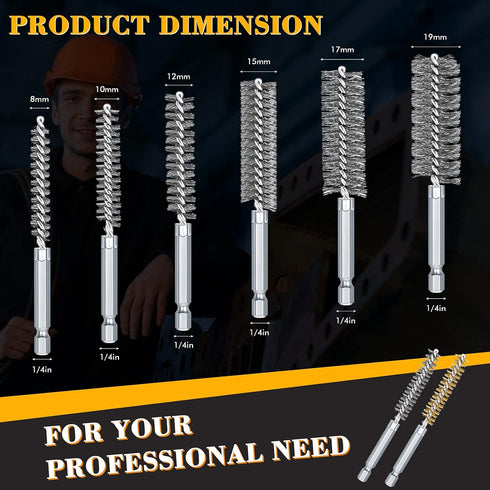 12 Pieces Bore Brush for Drill Wire Bore Brush Set Wire Cleaning Brush Set Stainless Steel Cleaning Brush for Power Drill Impact Driver (Stainless...