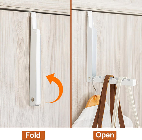 2pcs Over The Door Hooks for Hanging - Foldable Over The Door Clothes Hanger with 6 Groves, Extra Strong Over The Door Drying Rack for Hanging Clo...