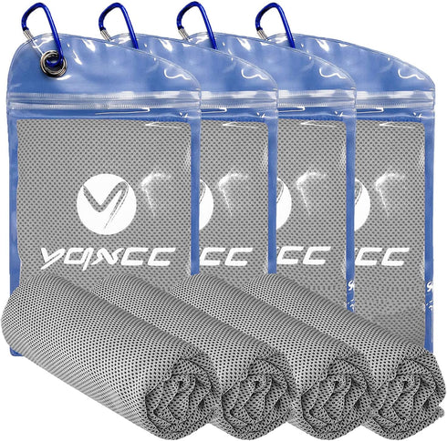 YQXCC 4 Pack Cooling Towels (40"x12") Cool Towel, Cold Towel, Microfiber Soft Breathable Chilly Ice Towel for Sport, Yoga, Golf, Gym, Camping, Run...