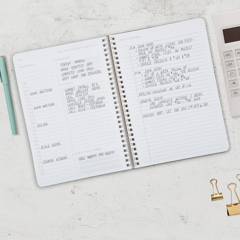ZICOTO Simplified Daily Planner And Notebook With Hourly Schedule - Aesthetic Spiral To do List Notepad to Easily Organize Your Work Tasks And App...