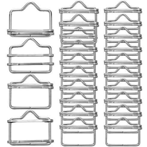 24 Pieces 1.6 Inches Electric Fence Poly Tape Splicer Polytape Buckle Stainless Steel Electric Fence Connectors for Outdoor Electric Fence, Silver...