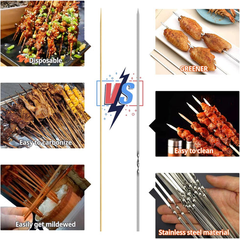 Stainless Steel Kabob Skewers?Barbecue Skewers, Portable Stainless Steel Barbecue Stick Storage Tubes for BBQ Parties and Outdoor Cooking Reusable...
