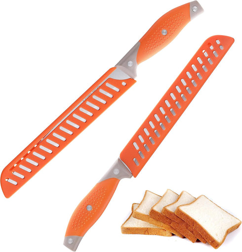 Bread Knife with Cover, 8 inch Serrated Bread Knife for homemade bread, Bread Cutter Ideal for Slicing Homemade Bread, Bagels, Cake (8-Inch Blade ...