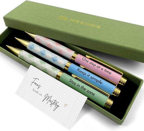 MESMOS 3pk Pastel Ballpoint Pen Set, Inspirational Unique Gifts for Women, Womens Gift, Fancy Pens for Women, Cool Motivational Pens, Nice Writing...