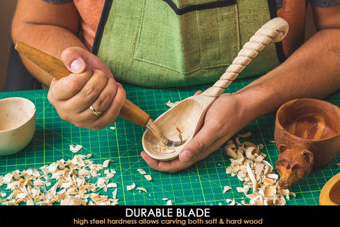 BeaverCraft Wood Carving Hook Knife 2" with Leather Sheath - Spoon Carving Tools Curved Knife for Spoons Bowls Cups - Double Sided Sharpening Whit...