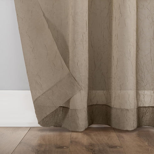 No. 918 Erica Crushed Sheer Voile Rod Pocket Curtain Panel, 51" x 84", Taupe...