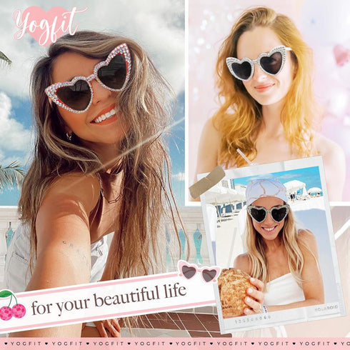 YOGFIT Heart Sunglasses for Women Fashion Classic Love Eye Protection Sunglasses Vintage Cute Heart Sunglasses...
