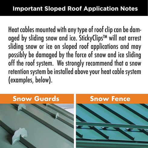 Sticky Clip - Self-Adhesive Heat Cable Roof Clips for Mounting Heating Cable to Rubber, TPO, PVC & All Smooth Metal Surfaces - Roofing & Gutter Pr...