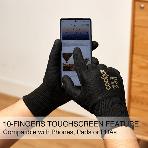 COOLJOB A3 Cut Resistant Fishing Gloves for Men, Touchscreen Safety Work Gloves with Grip Nitrile, Knife Proof Anti-slip Dexterous Rubber Gloves f...