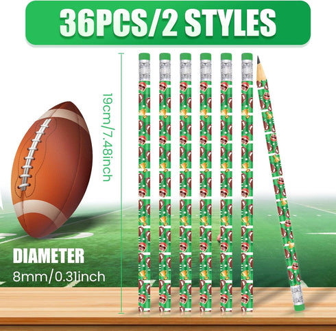 36 Pieces Football Pencils Football Party Favors Unsharpened Football Printed Wooden Pencils with Eraser Sports Themed Fun Drawing Pencils for Foo...
