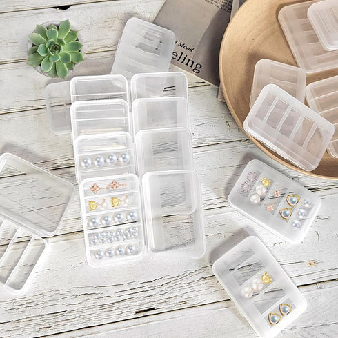 Cenbee 24 Pcs Clear Small Plastic Storage Containers Anti Oxidation Transparent Jewelry Holder for Item Craft,Beads,Pills,Ear Studs,Necklaces,Ring...