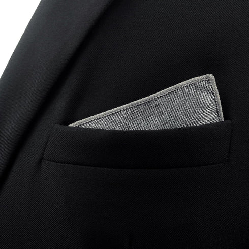 SHLAX&WING Solid Color Grey Silk Matching Pocket Square 12.6 inches Large...
