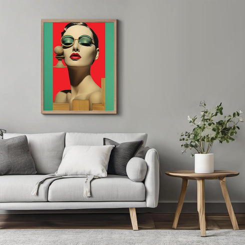Posterizer 1 pcs-vintage woman with abstract structures collage-Retro Art-Collectibles & Fine Art-Gift for Art Lovers- UNFRAMED Wall Art...