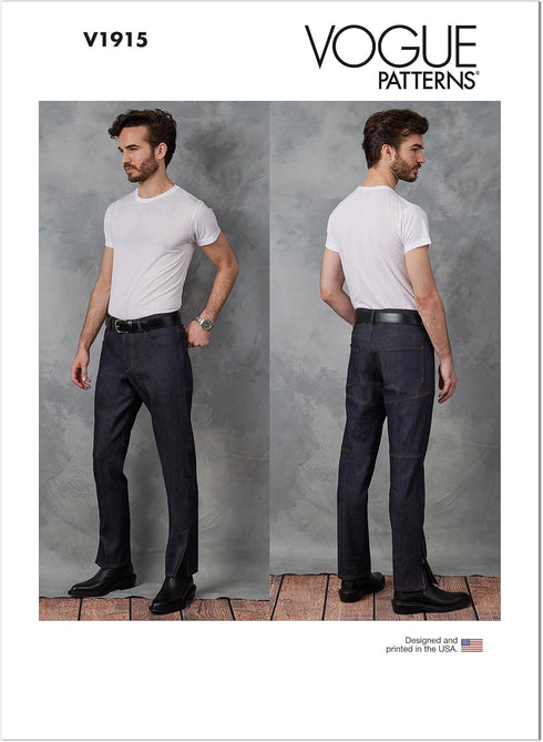 Vogue Men's Jeans Sewing Pattern Kit, Design Code V1915, Sizes 34-36-38-40...