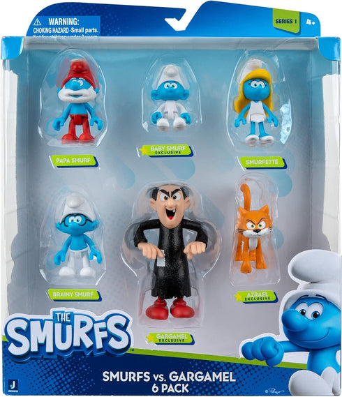 The Smurfs GARGAMEL VS Smurfs 6 Figure Multipack - Features 2-Inch Smurfette, Papa Smurf, Brainy Smurf, Baby Smurf, Azrael, 3-Inch Gargamel - Auth...