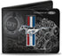 Buckle-Down Men's PU Bifold Wallet-Mustang Tri-Bar Stripe/GT Motor Blueprint, Multicolor, 4.0" x 3.5"...