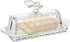 Bezrat Glass Butter Dish | Premium Butter Dish with Lid and Easy Grip Handle | Easy to Use and 100% Food Safe - Dishwasher Safe | Butterfly Additi...