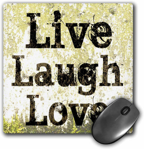 3dRose LLC 8 x 8 x 0.25 Inches Mouse Pad, Earth Yellow Live Laugh Love Inspiration (mp_27986_1)...