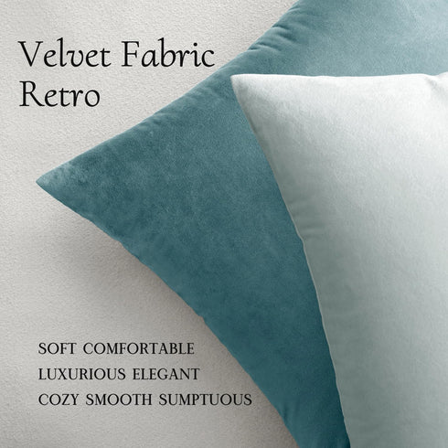 MIULEE Pack of 2 Velvet Pillow Covers Decorative Square Pillowcase Soft Solid Cushion Case for Spring Sofa Bedroom Car 18x18 Inch Baby Blue...
