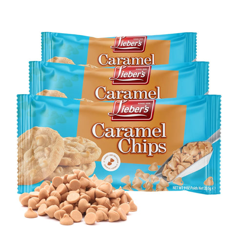 Lieber's Real Caramel Chips| Baking Chips | Certified Kosher for Cookies, Cakes, Muffins and More! 9 Oz Pack Of 3...