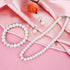 Faux Pearl Jewelry Set Simulated Pearl Necklace Bracelet Earrings for Women Birthday Christmas Gift...