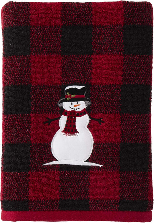 SKL Home Christmas/Gift Woodland Winter Snowman Bath Towel, Red...