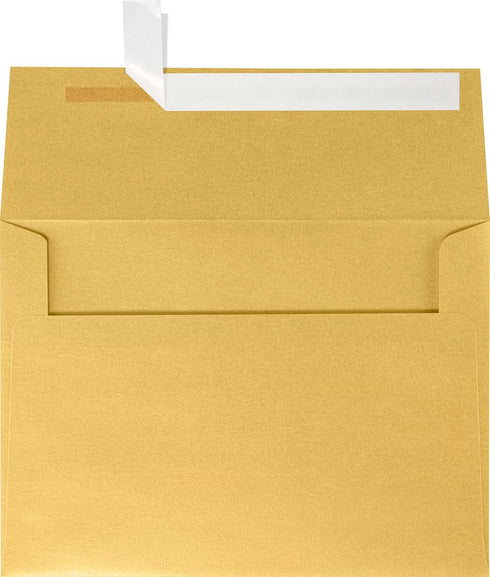 LUXPaper A7 Invitation Envelopes | Peel & Press | 5 1/4" x 7 1/4" | Gold Metallic | 80lb. Text | 50 Qty...