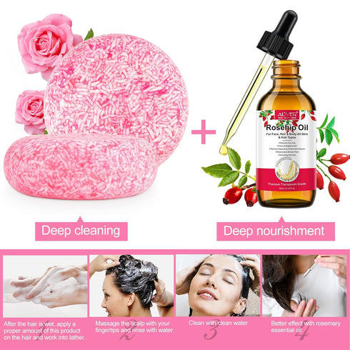 Shampoo Bar For Hair Growth Haircare Moisturize And Smooth Hair Rose Essence And Rose Oil Hair Growth Shampoo Bar Strengthening Weak Or Damaged Ha...