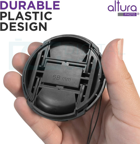 Altura Photo 58mm Lens Cap - 2 Pack Canon Lens Cap Cover for EOS Rebel T8i, T7, T7i, T6, T6i, T5, T5i, T3, SL3, 90D, 80D, T100 with Canon EF-S 18-...