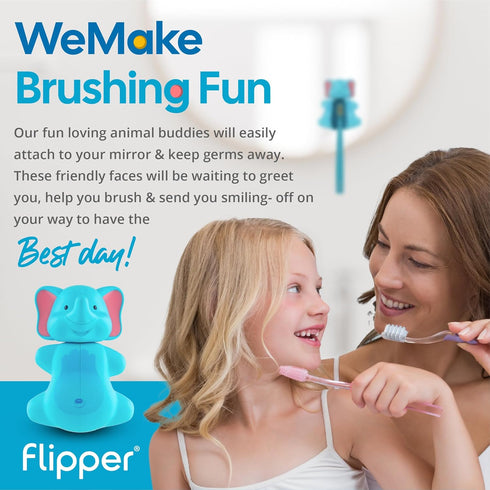 Flipper Fun Animal Turtle Toothbrush Cover – Kids Toothbrush Holder with Cover – Toothbrush Holders for Bathrooms - Suction Cup Toothbrush Holder...