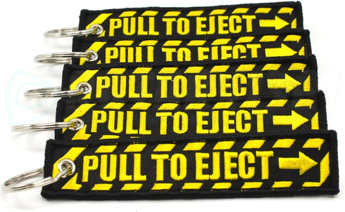 PULL TO EJECT Key Chain - Black/Yellow - 5 PCS...
