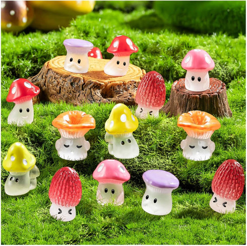 24pcs Mini Mushrooms Cute Resin Tiny Mushrooms Statue Fake Miniature Mushroom Figurines for Fairy Garden Terrarium Accessories Decor Micro Landsca...