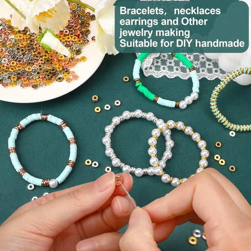 1500pcs 6mm Flat Round Spacer Beads Loose Beads for Bracelet Necklace Earring DIY Craft Supplies, 6 Colors...
