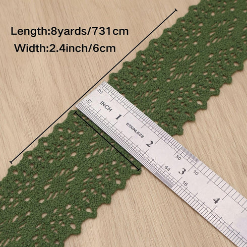 Lace Trim Cotton Lace Ribbon Eyelet Lace Ribbon Crochet Sewing Lace for junk journal supplies Crafts Supply(Green)...