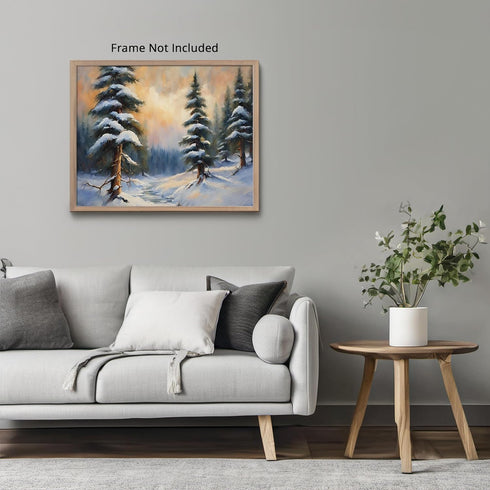 Posterizer 1 pcs-snowy jungle in winter in oil painting style-10-Landscape & Nature Art-Living Room Bedroom Decor- unframed wall art...