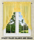 Ellis Curtain Stacey Sheer Tailored Tier Pair Curtains, 56" x 30", Yellow...