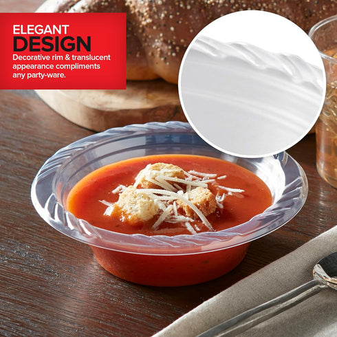 40 Pack 12 oz Elegant Clear Plastic Bowls for Parties Small Disposable Bowl for Fancy Dinner or Cocktail Party, Soup and Salad, Thick and Sturdy...