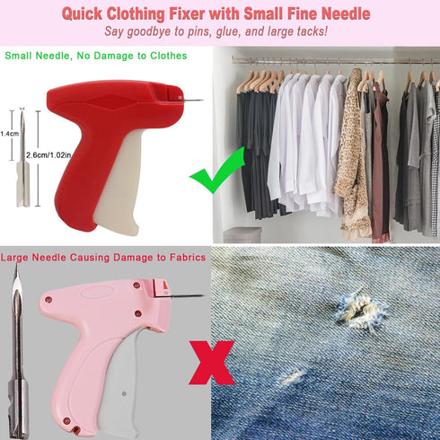 Quick Clothing Fixer, Mini Stitch Gun for Clothes, Quilt Tacking Gun, Mini Tagging Gun, Hemming Sewing Tool Kit with 2 Needles,500 Black & 500 Whi...