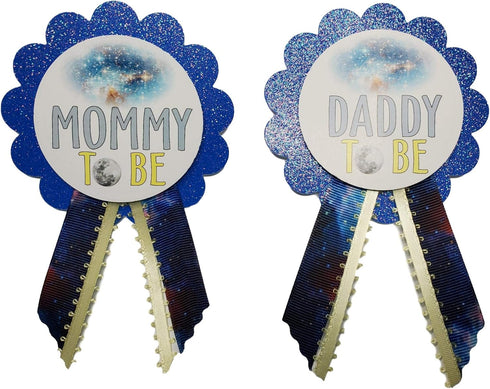 Mom & Dad to Be Baby Shower Pins for Galaxy Out of this World Theme Sprinkle or Gender Reveal Party...
